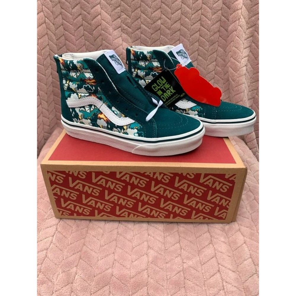 Boys Size 2 Vans. Authentic. Mythical Glow Deep Teal Dragon New in Box